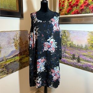 🐠 As U Wish Black Dress with Floral Accents
